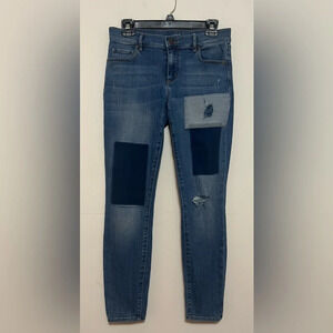 LOFT Modern Skinny Ankle Patched Denim Jeans. Size 2 L1
